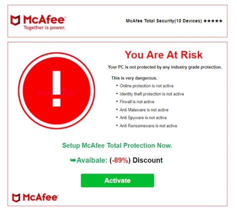 info@smtx.mcafee.com|McAfee Scam Email Claiming That Your Device is At Risk.